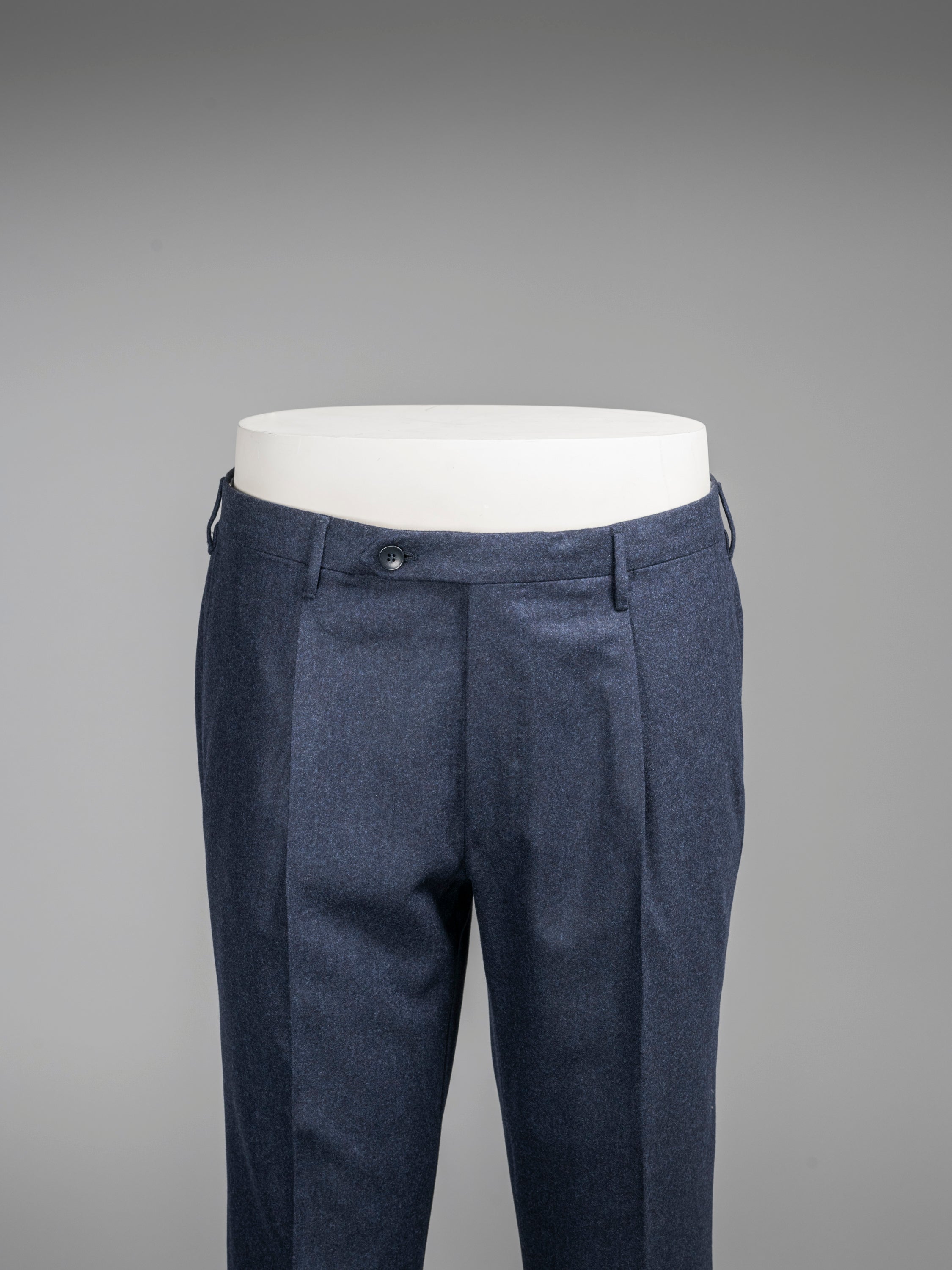 Dark blue pair of regular fit wool flannel trousers